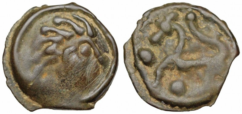 GAUL, Northwest. Senones. 2nd century BC. Potin Unit (19mm, 4.56 g, 2h). Head ri...