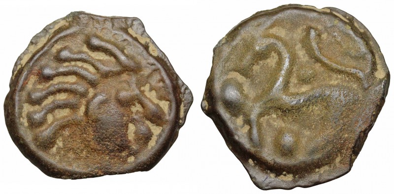 GAUL, Northwest. Senones. 2nd century BC. Potin Unit (20mm, 5.09 g, 3h). Head ri...