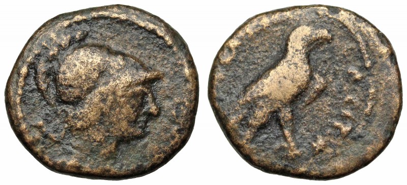 MACEDON, Amphipolis. 148-32 BC. AE Chalkous. (14mm., 1.93g) Helmeted head of Ath...
