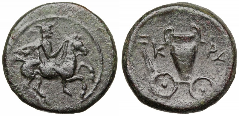 THESSALY, Krannon. 350-300 BC. Æ Dichalkon (17mm, 4.27 g, 11h). Rider on horseba...