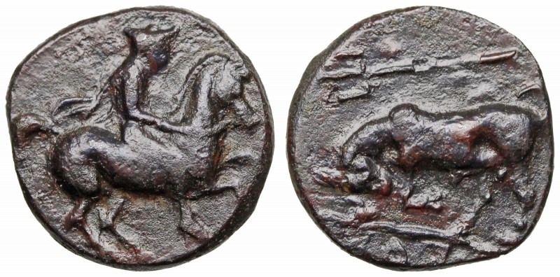 THESSALY, Krannon. 350-300 BC. Æ Chalkous (14mm, 2.28 g, 7h). Thessalian warrior...