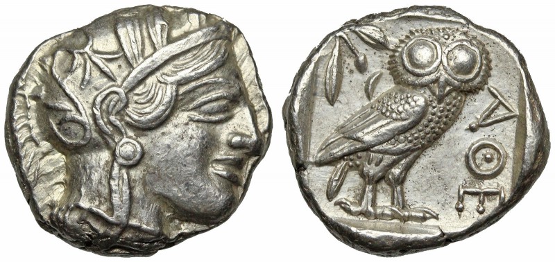 ATTICA, Athens. Circa 454-404 BC. AR Tetradrachm (23mm, 17.17 g, 8h). Helmeted h...