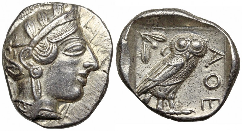 ATTICA, Athens. Circa 454-404 BC. AR Tetradrachm (23.5mm, 17.15 g, 8h). Helmeted...