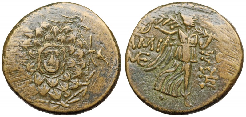 PONTOS, Amisos. Circa 85-65 BC. Æ. (21mm, 3.99g). Aegis with Gorgon Medusa. / Ni...