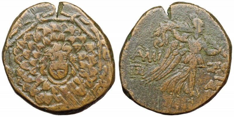 PONTOS, Amisos. Circa 85-65 BC. Æ. (23mm, 7.95g). Aegis with Gorgon Medusa. / Ni...