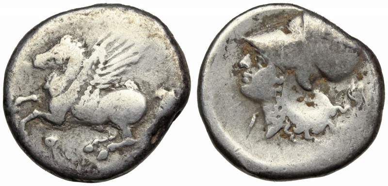 CORINTHIA, Corinth. Circa 375-300 BC. AR Stater (20mm, 8.30 g, 8h). Pegasos flyi...