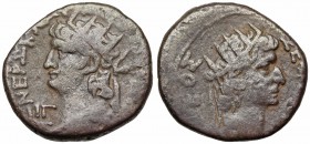 EGYPT, Alexandria. Nero, with Divus Augustus. AD 54-68. BI Tetradrachm.