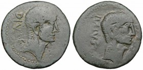The Triumvirs. Octavian and Divus Julius Caesar. 38 BC. Æ Sestertius
