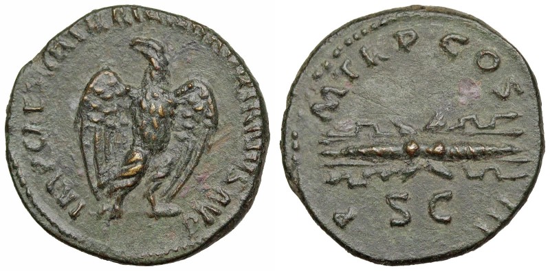 Hadrian. AD 117-138. Æ Quadrans (17mm, 3.12 g, 6h). Rome mint. Struck AD 121-122...