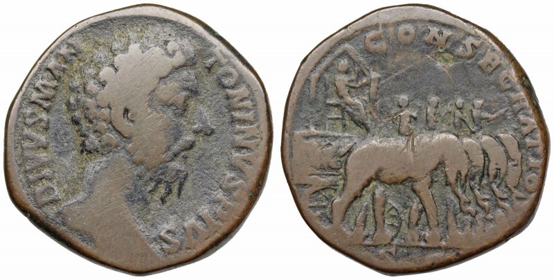 Divus Marcus Aurelius. Died AD 180. Æ Sestertius (31mm, 26.50 g, 12h). Consecrat...
