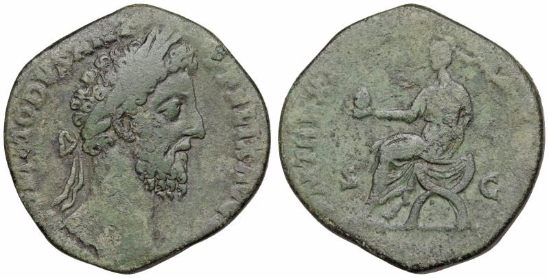 Commodus. AD 177-192. Æ Sestertius. Rome mint. Struck AD 186. (28.5mm, 21.18g). ...