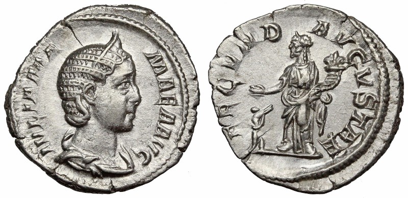 Julia Mamaea. Augusta, AD 222-235. AR Denarius (20mm, 3.24 g, 5h). Rome mint. 15...