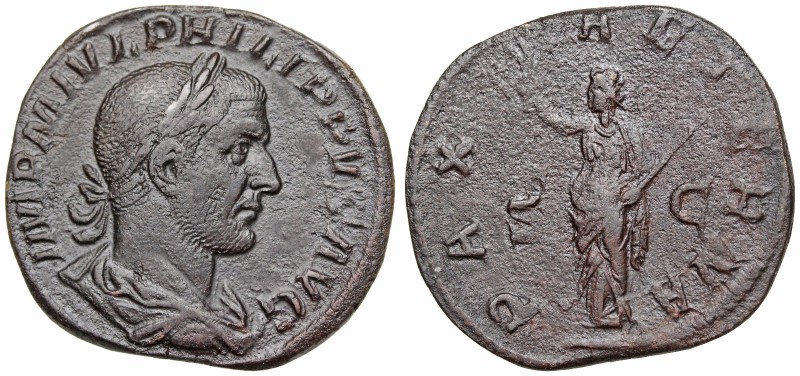 Philip I. AD 244-249. Æ Sestertius (28.5mm, 18.63 g, 12h). Rome mint. 3rd emissi...