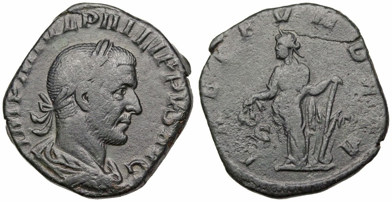 Philip I. AD 244-249. Æ Sestertius (27mm, 14.13 g, 11h). Rome mint, AD 244. Laur...