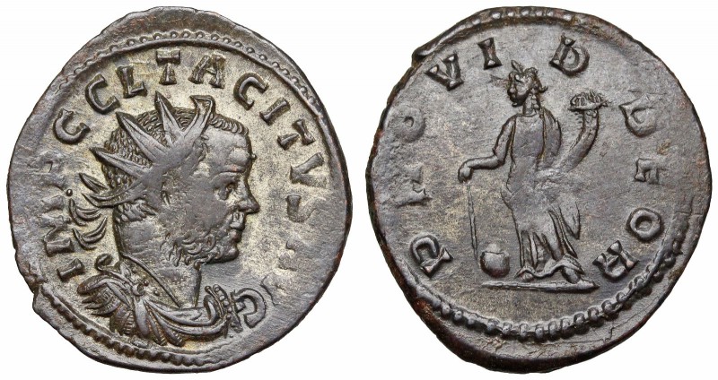 Tacitus. AD 275-276. Antoninianus (23mm, 3.86 g, 6h). Lugdunum mint. Radiate, dr...