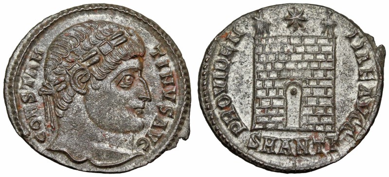 Constantine I. AD 307/310-337. Silvered Æ Follis (20mm, 2.96 g, 6h). Antioch min...
