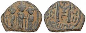 Heraclius, with Martina and Heraclius Constantine. 610-641. Æ Follis