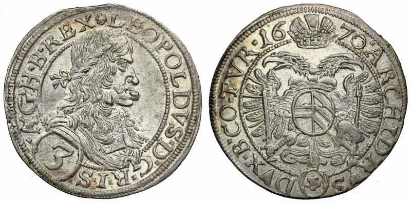 AUSTRIA. Leopold I. Silver 3 Kreuzer (21mm, 1.68 g, 10h). Vienna mint. KM# 1169....