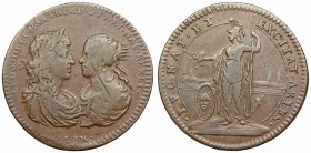 FRANCE. Louis XIV “The Sun King” with Maria Theresa. 1643-1715. Copper Jeton.