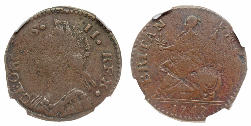 Machin's Mills Halfpenny, 1747. Vlack 1-47A, W-7660. URS-7 (33-64 known examples...