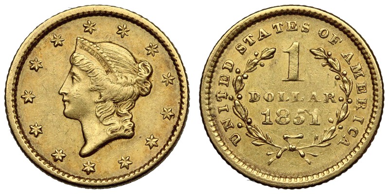 UNITED STATES. Gold Dollar, type 1. 1851. XF.