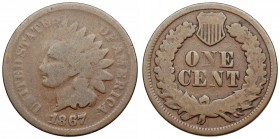 UNITED STATES. Indian Head cent. 1867/67 RPD. FS-301; Snow 1.