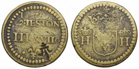 COIN WEIGHTS, France. Henri III. 1574-1589. For a ½ Teston (18mm, 4.58 g). Lis countermark.