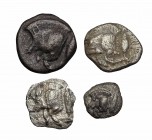 GREEK. Lot of 4 assorted silver fractions from Mysia, Kyzikos. Group lots sold as is, no returns.