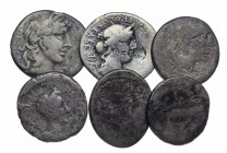 ROMAN REPUBLIC. Lot of 6 silver denari, including two of Marc Antony. Group lots sold as is, no returns.