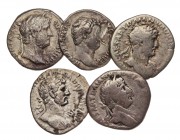 ROMAN IMPERIAL. Lot of 5 silver denari of Hadrian. Group lots sold as is, no returns.