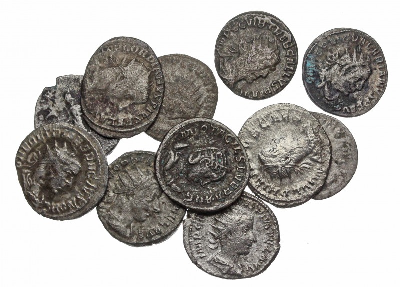 ROMAN IMPERIAL. Lot of 11 silver antoniniani, including a Herennius Etruscus. Gr...