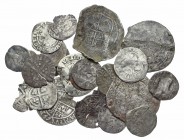 MEDIEVAL. Lot of 25 hammered British coins. Denominations from Shilling to farthing. Group lots sold as is, no returns.