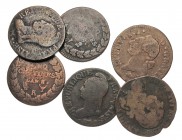 WORLD, France. Lot of 6 various coins of Louis XIV and the French Republic (dates 1797-1801, Lan 5-9). Group lots sold as is, no returns.