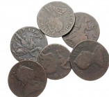WORLD, Great Britain. Lot of 6 evasion "Non-Regal" halfpennies. Dates in the 1770's. Group lots sold as is, no returns.