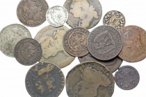 WORLD. Lot of 14 assorted coins. Mostly France, and one each of Austria, Switzerland, and Brazil. Group lots sold as is, no returns.