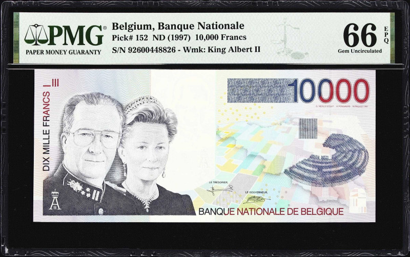 BELGIUM. Lot of (2). Banque Nationale de Belgique. 10,000 Francs, ND (1997). P-1...