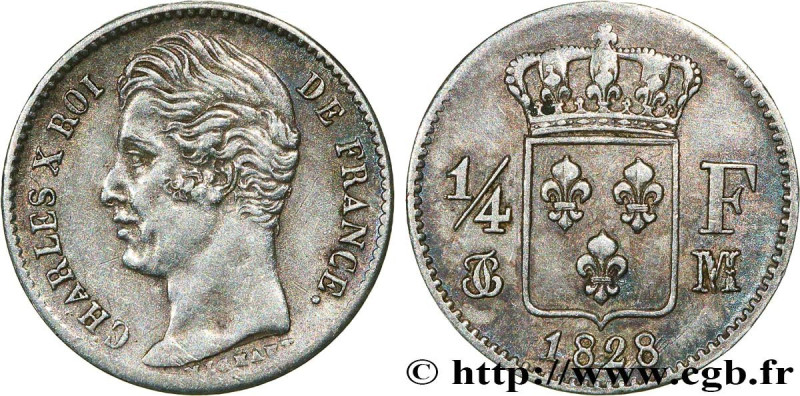 CHARLES X
Type : 1/4 franc Charles X 
Date : 1828 
Mint name / Town : Toulouse 
...