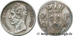 CHARLES X
Type : 1/4 franc Charles X 
Date : 1828 
Mint name / Town : Toulouse 
Quantity minted : 47922 
Metal : silver 
Millesimal fineness : 900  ‰
...
