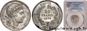 II REPUBLIC
Type : Concours de 20 francs, essai de Catel 
Date : 1848 
Mint name / Town : Paris 
Quantity minted : --- 
Metal : tin 
Diameter : 21  mm...