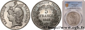 II REPUBLIC
Type : Concours de 5 francs, essai en étain par Alard 
Date : 1848 
Mint name / Town : Paris 
Quantity minted : --- 
Metal : tin 
Diameter...