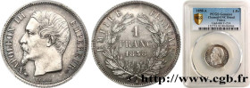 SECOND EMPIRE
Type : 1 franc Napoléon III, tête nue 
Date : 1858 
Mint name / Town : Paris 
Quantity minted : 5604142 
Metal : silver 
Millesimal fine...
