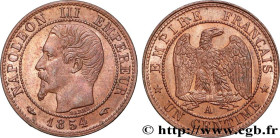 SECOND EMPIRE
Type : Un centime Napoléon III, tête nue 
Date : 1854 
Mint name / Town : Paris 
Quantity minted : 2995017 
Metal : bronze 
Diameter : 1...