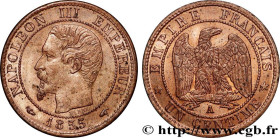 SECOND EMPIRE
Type : Un centime Napoléon III, tête nue, différent levrette 
Date : 1855 
Mint name / Town : Paris 
Quantity minted : 5836804 
Metal : ...