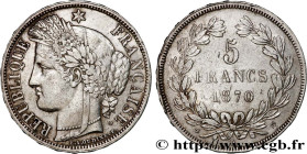 GOUVERNEMENT DE LA DÉFENSE NATIONALE
Type : 5 francs Cérès, sans légende 
Date : 1870 
Mint name / Town : Bordeaux 
Quantity minted : --- 
Metal : sil...