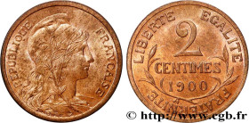 III REPUBLIC
Type : 2 centimes Daniel-Dupuis 
Date : 1900 
Mint name / Town : Paris 
Quantity minted : 100802 
Metal : bronze 
Diameter : 20,13  mm
Or...