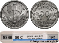 FRENCH STATE
Type : 50 centimes Francisque, lourde, premiers exemplaires avec les CROIX 
Date : 1942 
Mint name / Town : Paris 
Quantity minted : 180....