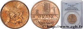 V REPUBLIC
Type : 10 francs Mathieu, Tranche A 
Date : 1980 
Quantity minted : 80010011 
Metal : copper nickel and aluminium 
Diameter : 26  mm
Orient...