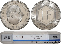 V REPUBLIC
Type : Essai de 1 franc De Gaulle 
Date : 1988 
Mint name / Town : Pessac 
Quantity minted : 1.850 
Metal : nickel 
Diameter : 24  mm
Orien...