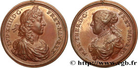 MARIE-THÉRÈSE D'AUTRICHE
Type : Médaille, Mariage du roi 
Date : (1660) 
Metal : copper 
Diameter : 23,3  mm
Weight : 7,29  g.
Edge : lisse 
Puncheon ...