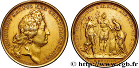 LOUIS XIV "THE SUN KING"
Type : Médaille, Remise aux Espagnols des contributions dues 
Date : 1684 
Metal : gilt copper 
Diameter : 41  mm
Engraver : ...